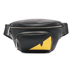FENDI Bugs Monster Eye Handbag, Body Bag, Waist Pouch, Leather, Black, Yellow...